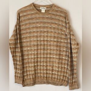 90s Check Stripe 3D Knit Sweater Lightweight Cotton/Rayon  L